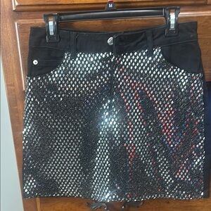 Topshop Sequin Mini Skirt Black Silver Night Out